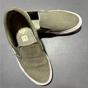 Vans Men's Textured Suede Olive Slip-Ons